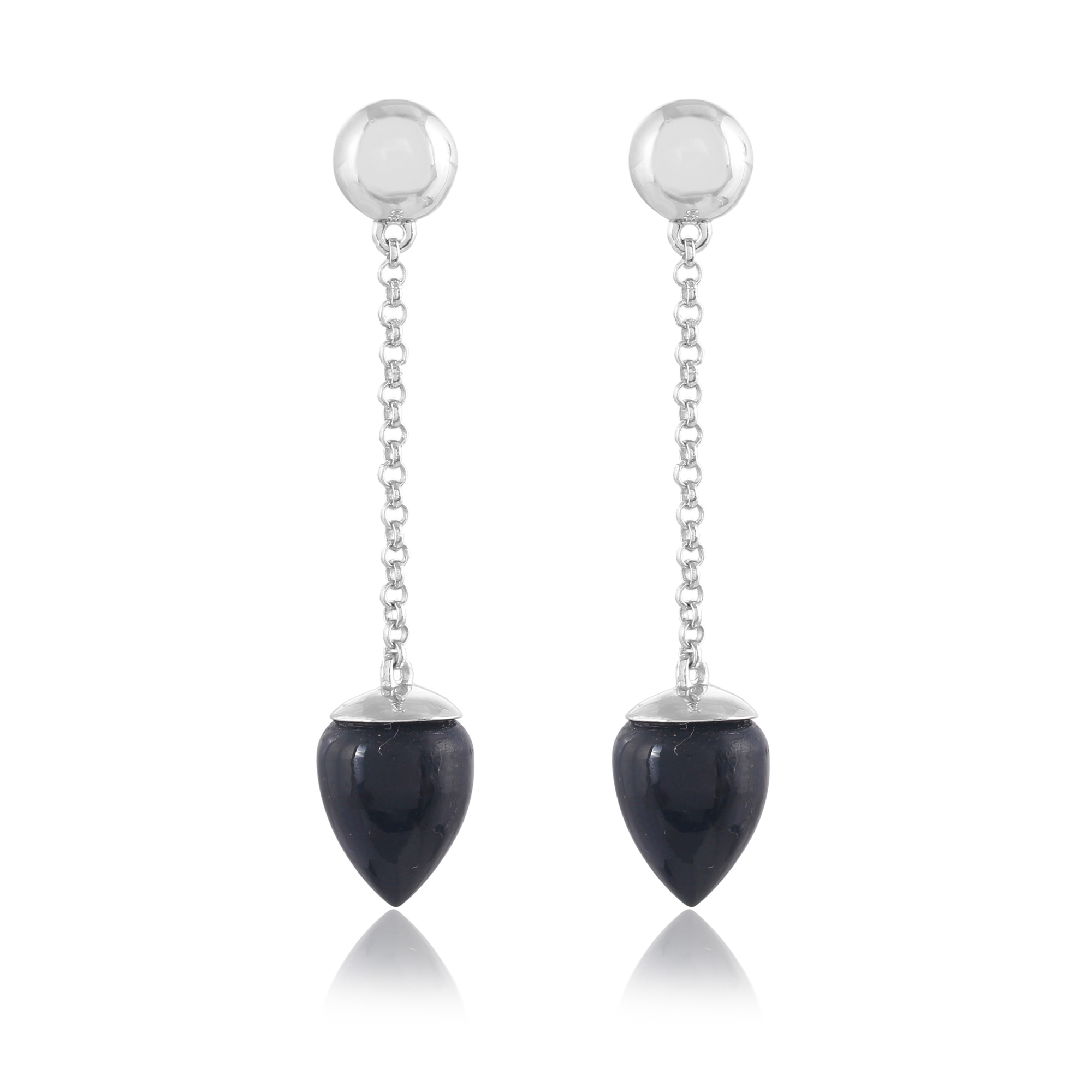 Silver earings in black onyx Clementine