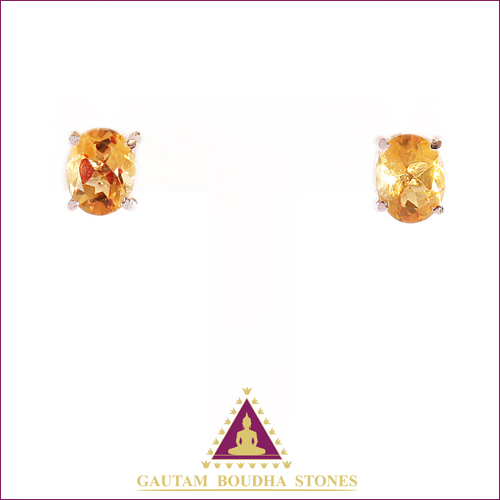 Boucles d'oreilles en argent 925. Citrine 1cm Boucles d'oreilles en argent 925. Citrine 1cm