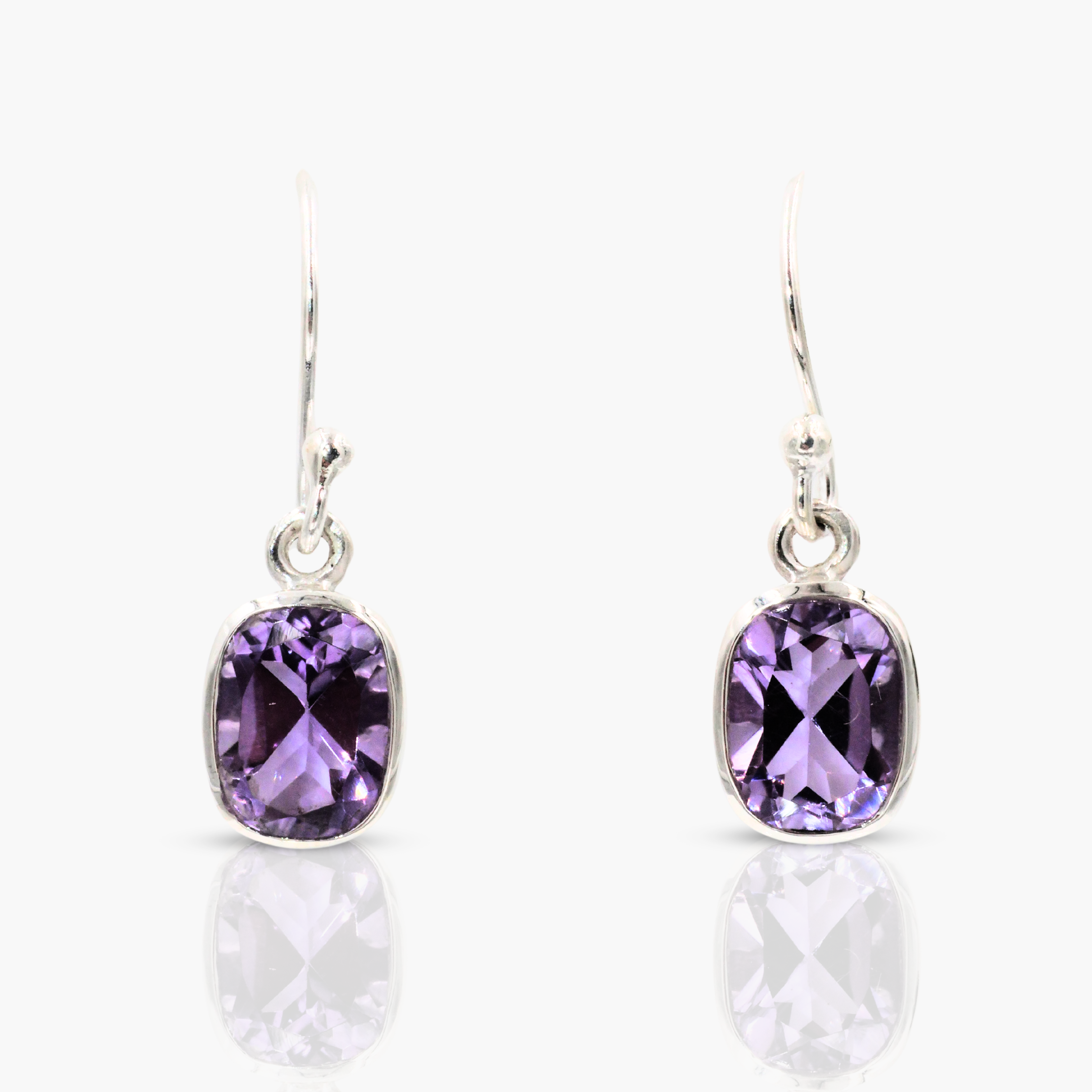 Boucles d'oreilles en argent amethyste