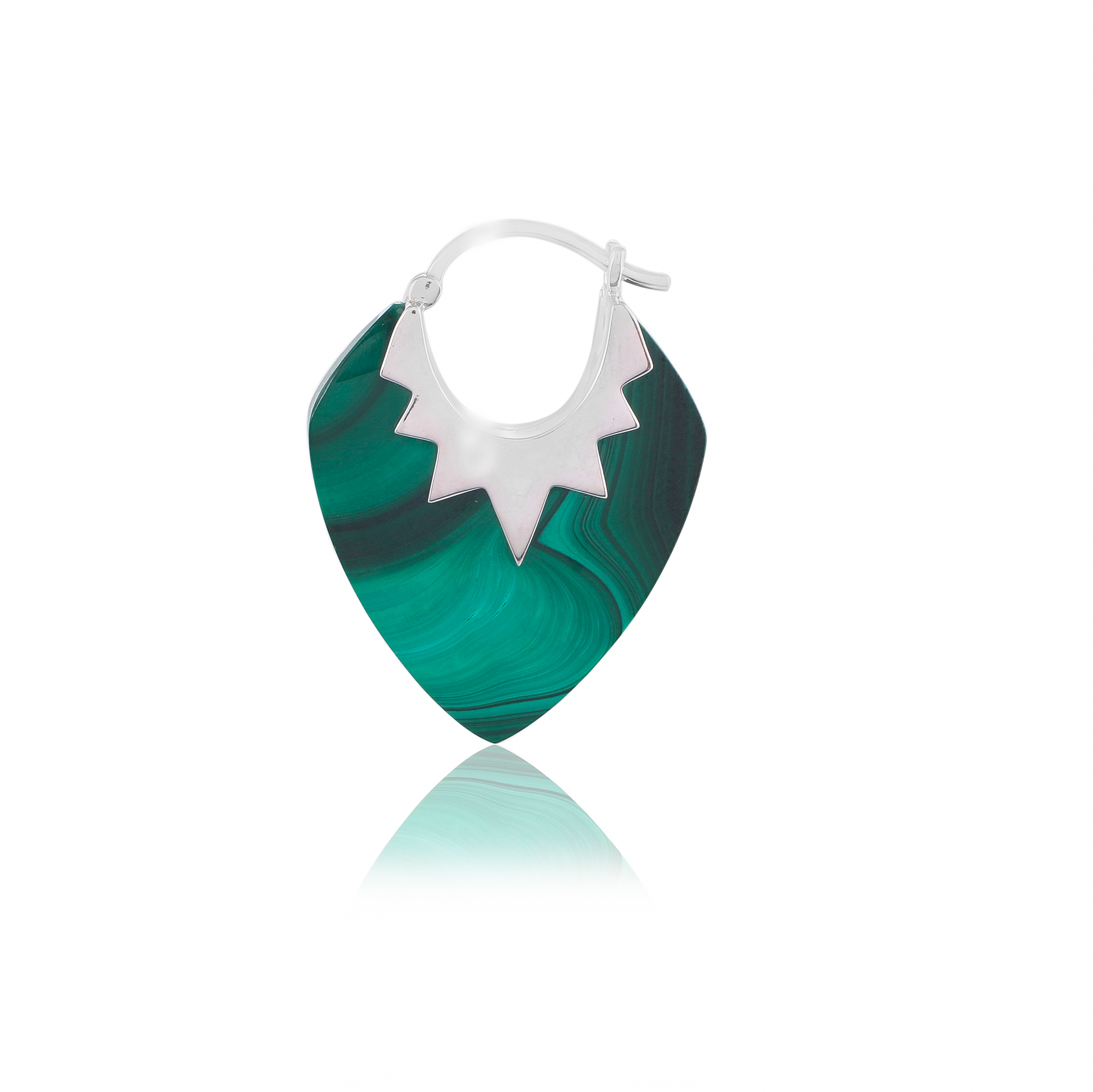Silver earings in malachite Claudie