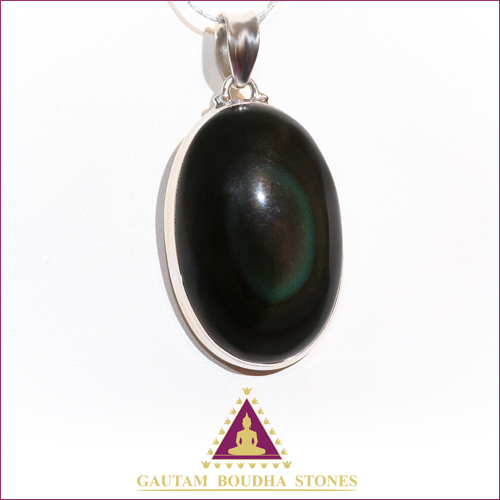 Pendentif en argent 925. Obsidienne oeil céleste. Hauteur 4,5cm Pendentif en argent 925. Obsidienne oeil céleste. Hauteur 4,5cm