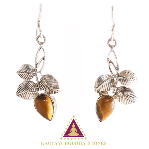 Boucles d'oreilles en argent 925. Goutte en Oeil de tigre Boucles d'oreilles en argent 925. Goutte en Oeil de tigre