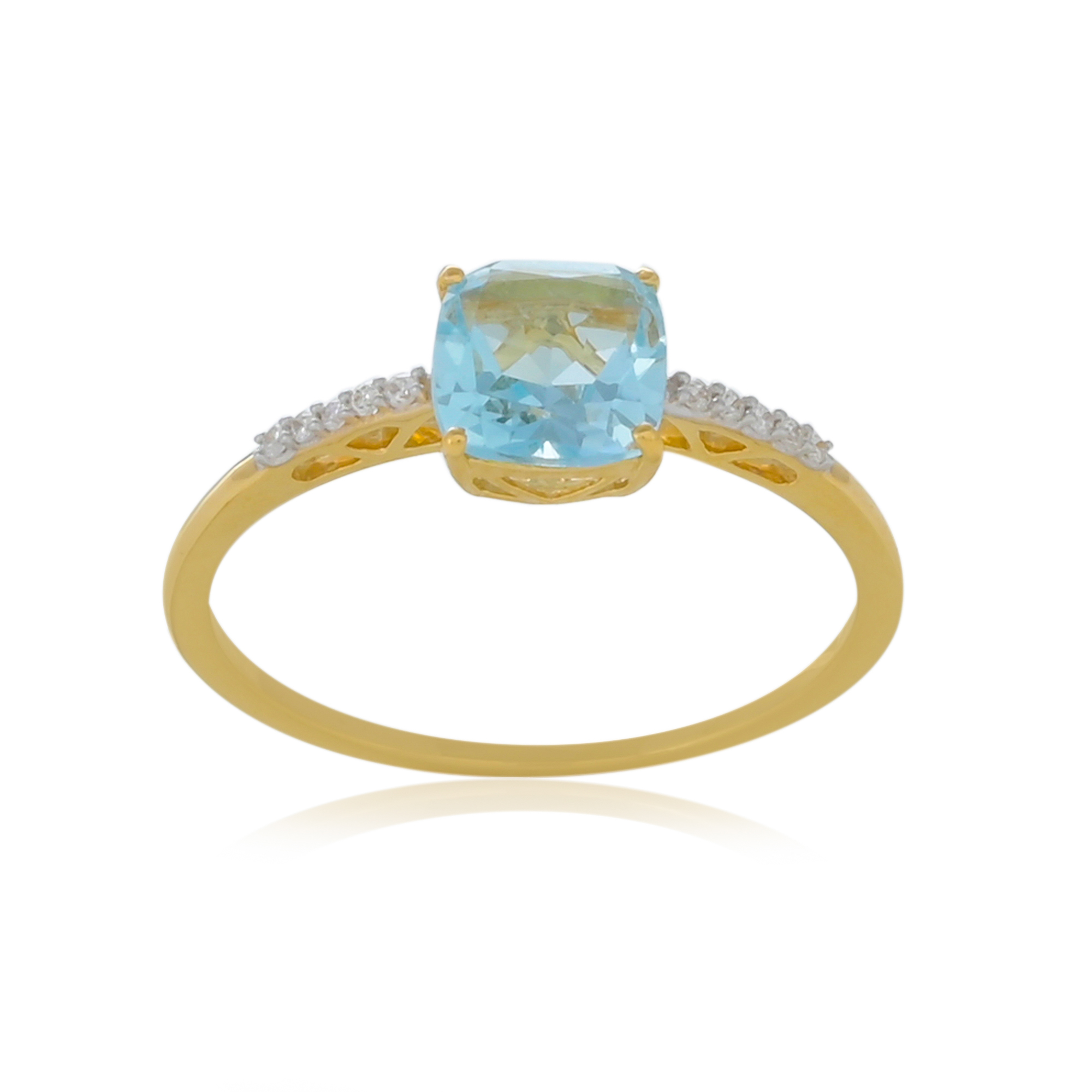 Bague en or 18 carats, Topaze Bleue et Diamants BeauReal