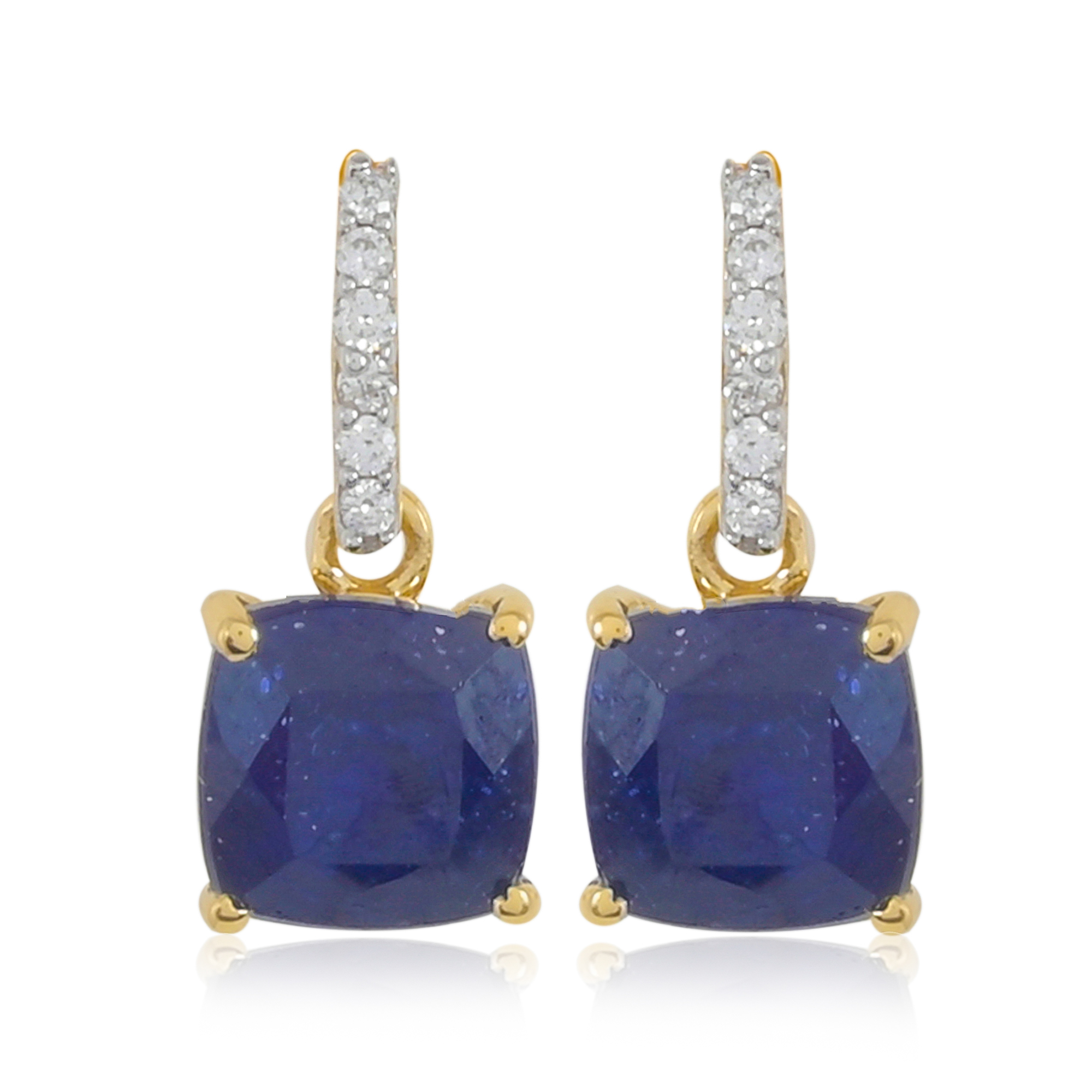Boucles d'oreilles en or 9 carats, Saphir et Diamants BeauReal