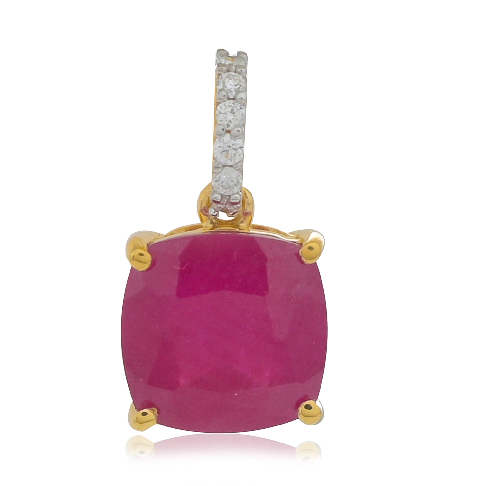Pendentif en or 9 carats, Rubis et Diamants BeauReal